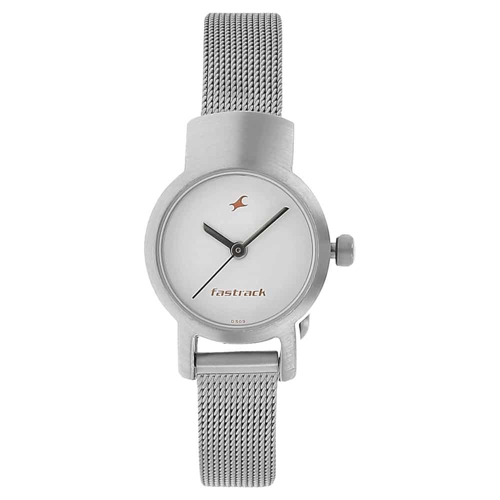 NR2298SM02 WHITE DIAL SILVER METAL STRAP WATCH - Main Image