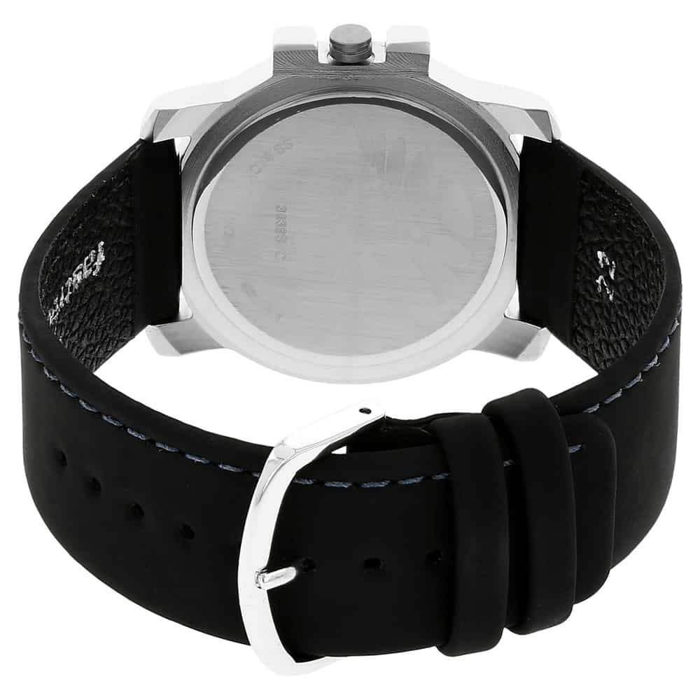 NR3039SL01 SILVER DIAL BLACK LEATHER STRAP WATCH - Kamal Watch Company