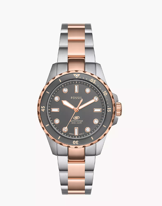 Fossil Blue Dive Three-Hand Two-Tone Stainless Steel Watch
