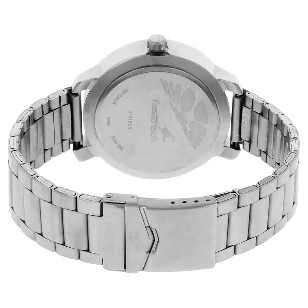 NR3121SM01 WHITE DIAL SILVER STAINLESS STEEL STRAP WATCH - Kamal Watch Company