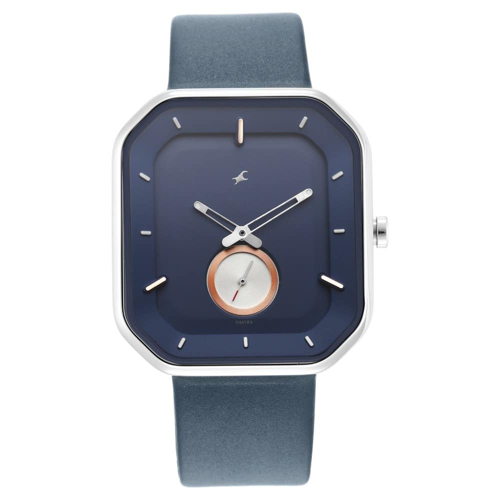 3272SL01 AFTER DARK BLUE DIAL LEATHER STRAP WATCH FOR GUYS