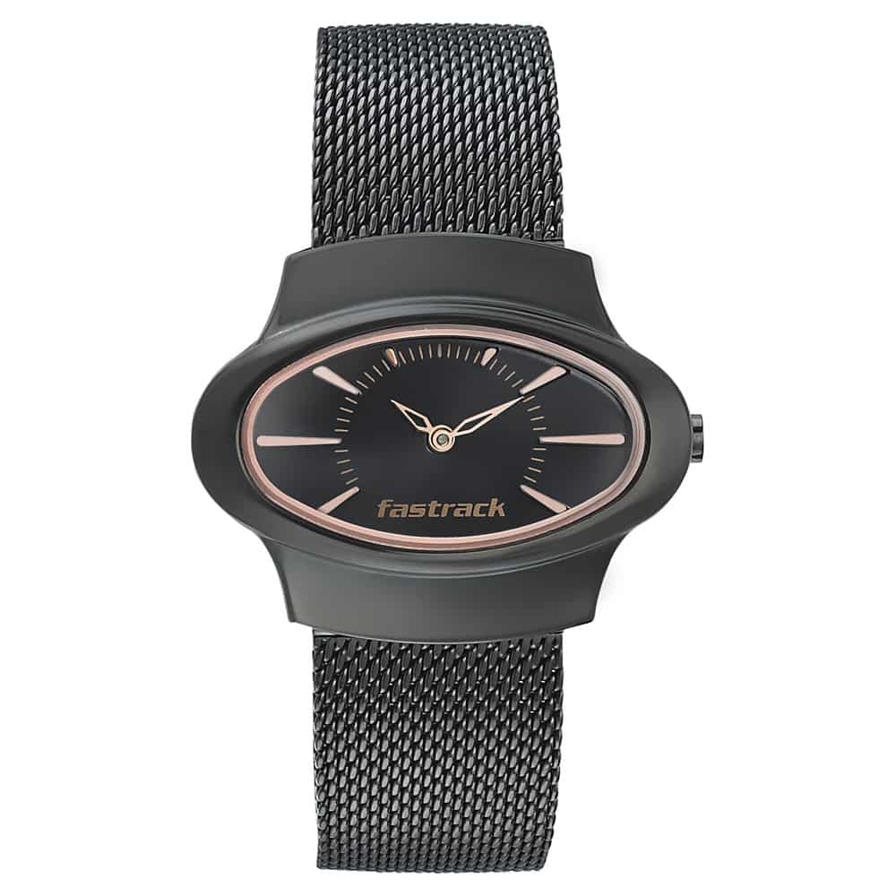 NR6004NM01 BLACK DIAL STAINLESS STEEL STRAP WATCH - Kamal Watch Company