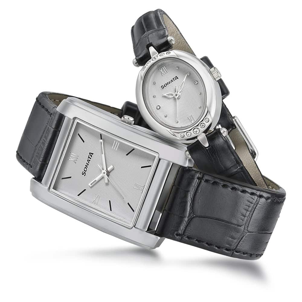 White Dial Black Leather Strap Watches NL79538118SL01P