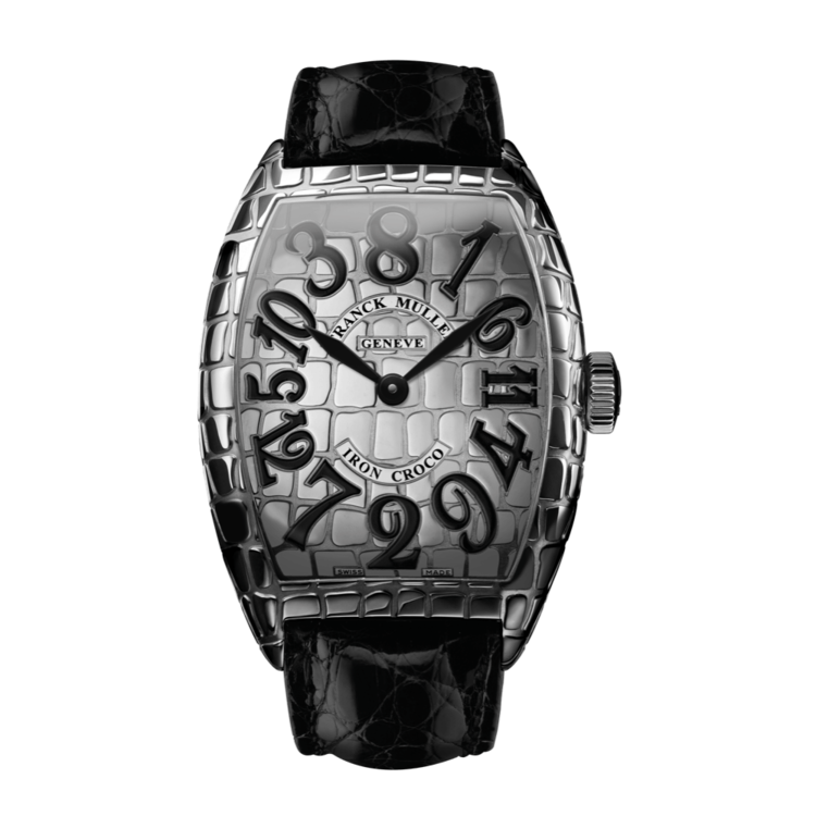FRANCK MULLER Tonneau Curvex Iron Croco SS Silver Dial Automatic Leath