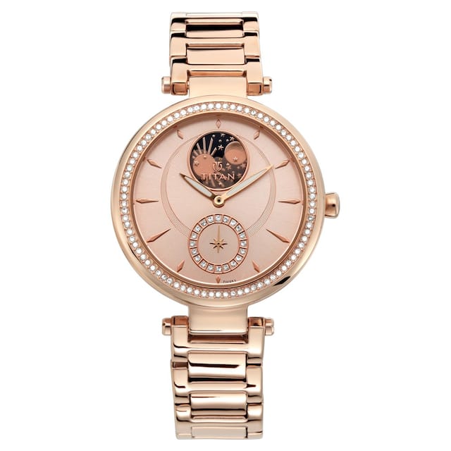 Titan rose gold dial sales analog watch for women