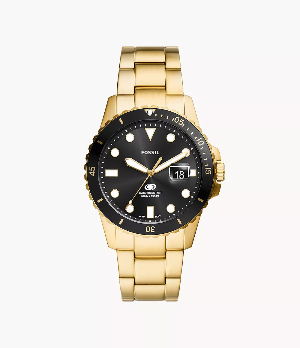 Fossil Blue Dive Three-Hand Date Gold-Tone Stainless Steel Watch