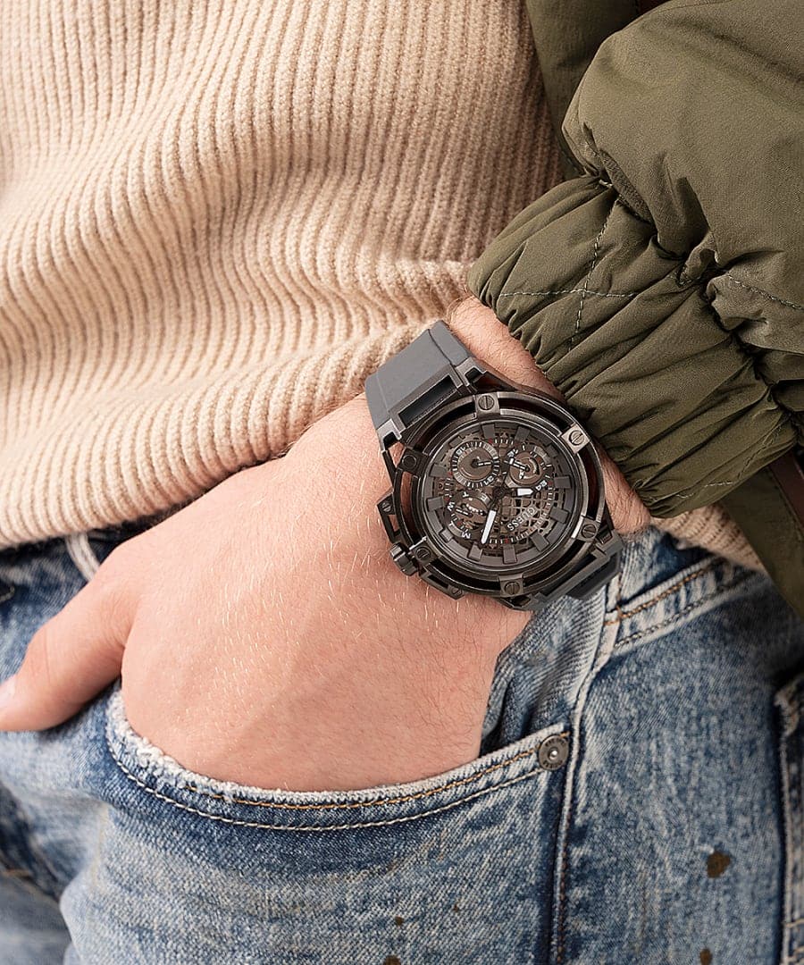 GUNMETAL CASE GREY SILICONE WATCH - Kamal Watch Company