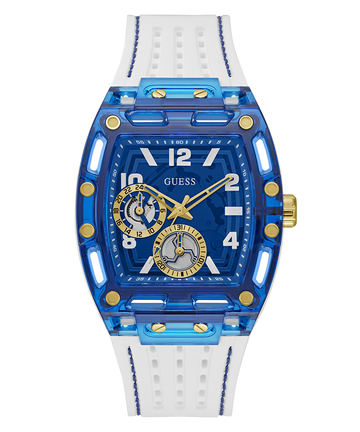 GUESS Mens White Blue Multi-function Watch
