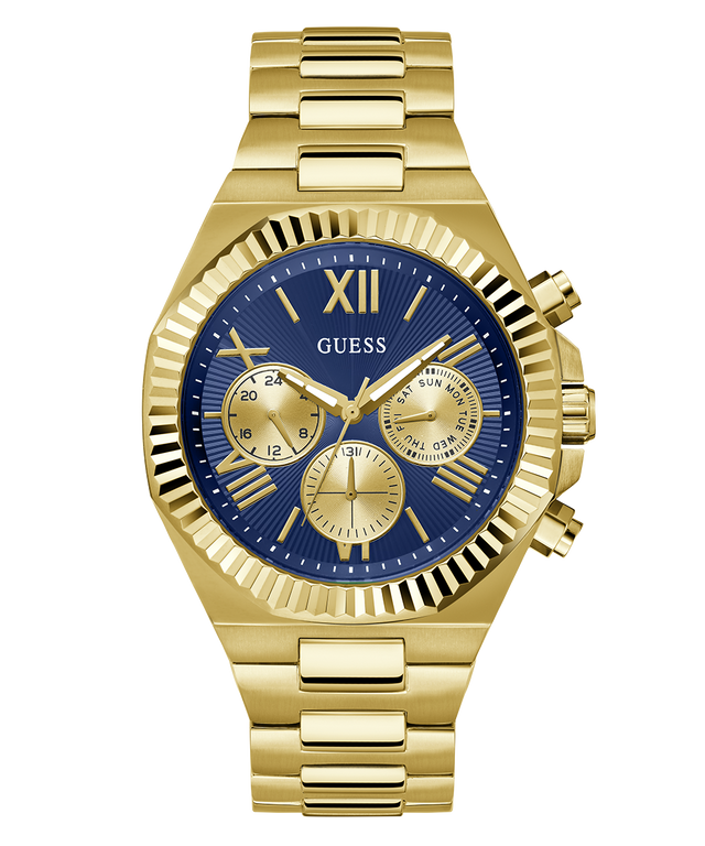 GUESS Equity Mens Gold Tone Multi-function Watch