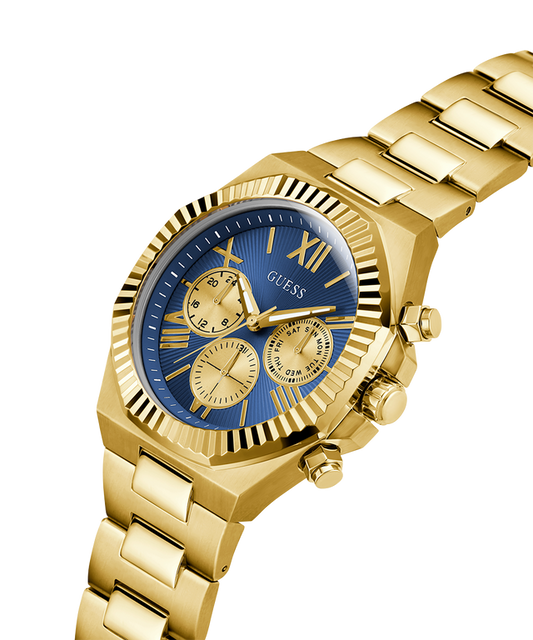 GUESS Equity Mens Gold Tone Multi-function Watch