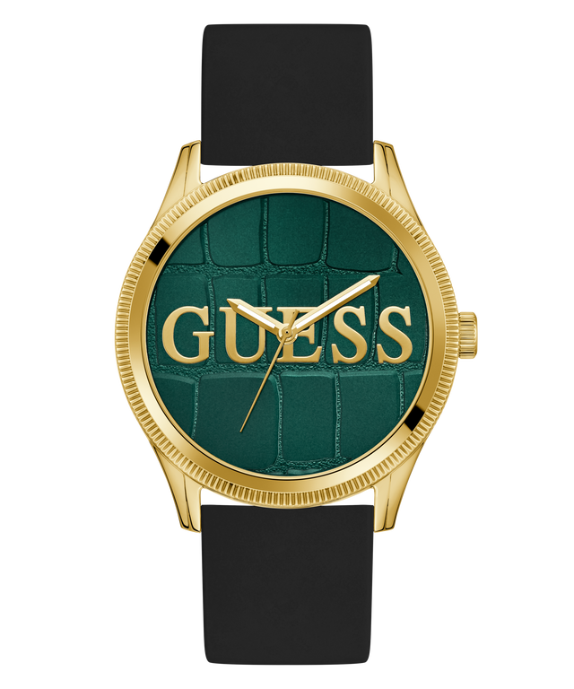 GUESS Mens Black Gold Tone Analog Watch