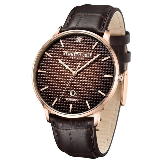 Kenneth Cole Brown Dial Quartz Analog Leather Strap Watch for Men