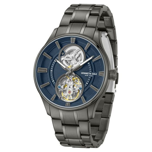Kenneth Cole Automatic Blue Dial With Grey Stainless Steel Strap Watch For Men