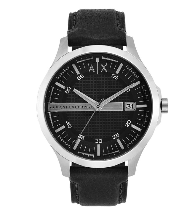 Armani Exchange Whitman Black Dial Black Leather Men'S Watch