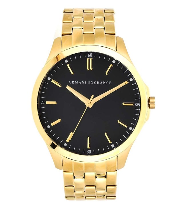Armani Exchangeblack Dial Gold-Plated Men'S Watch