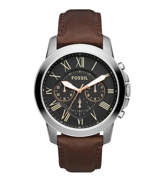 Fossil Men Grant Chronograph Brown Leather Analog Watch