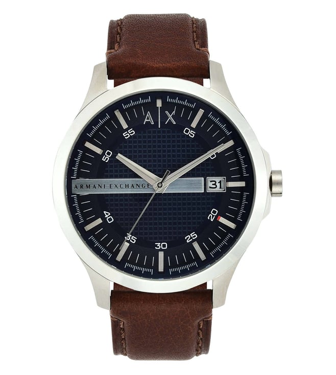 Armani Exchange Navy Dial Brown Leather Men'S Watch