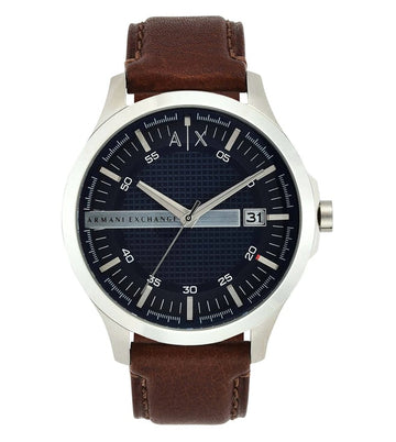 Armani Exchange Navy Dial Brown Leather Men'S Watch