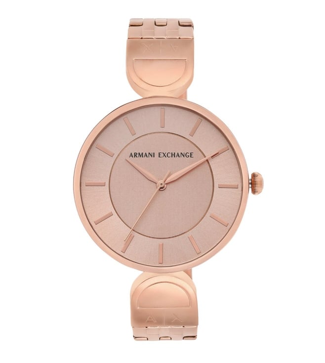 Armani Exchange Three-Hand Rose Gold-Tone Stainless Steel Watch AX5328I