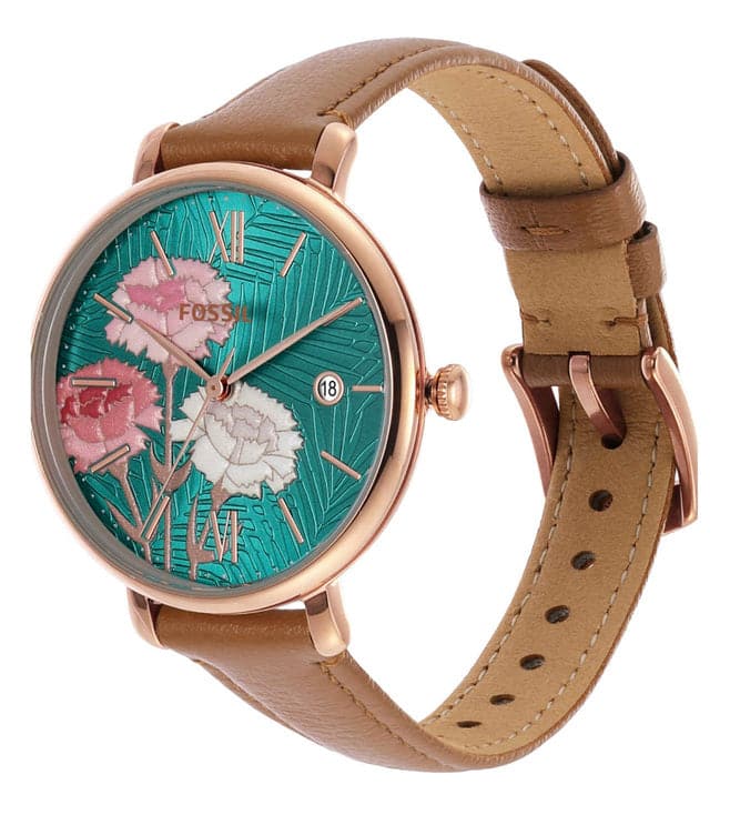 Jacqueline Three-Hand Date Medium Brown LiteHide™ Leather Watch - Kamal Watch Company