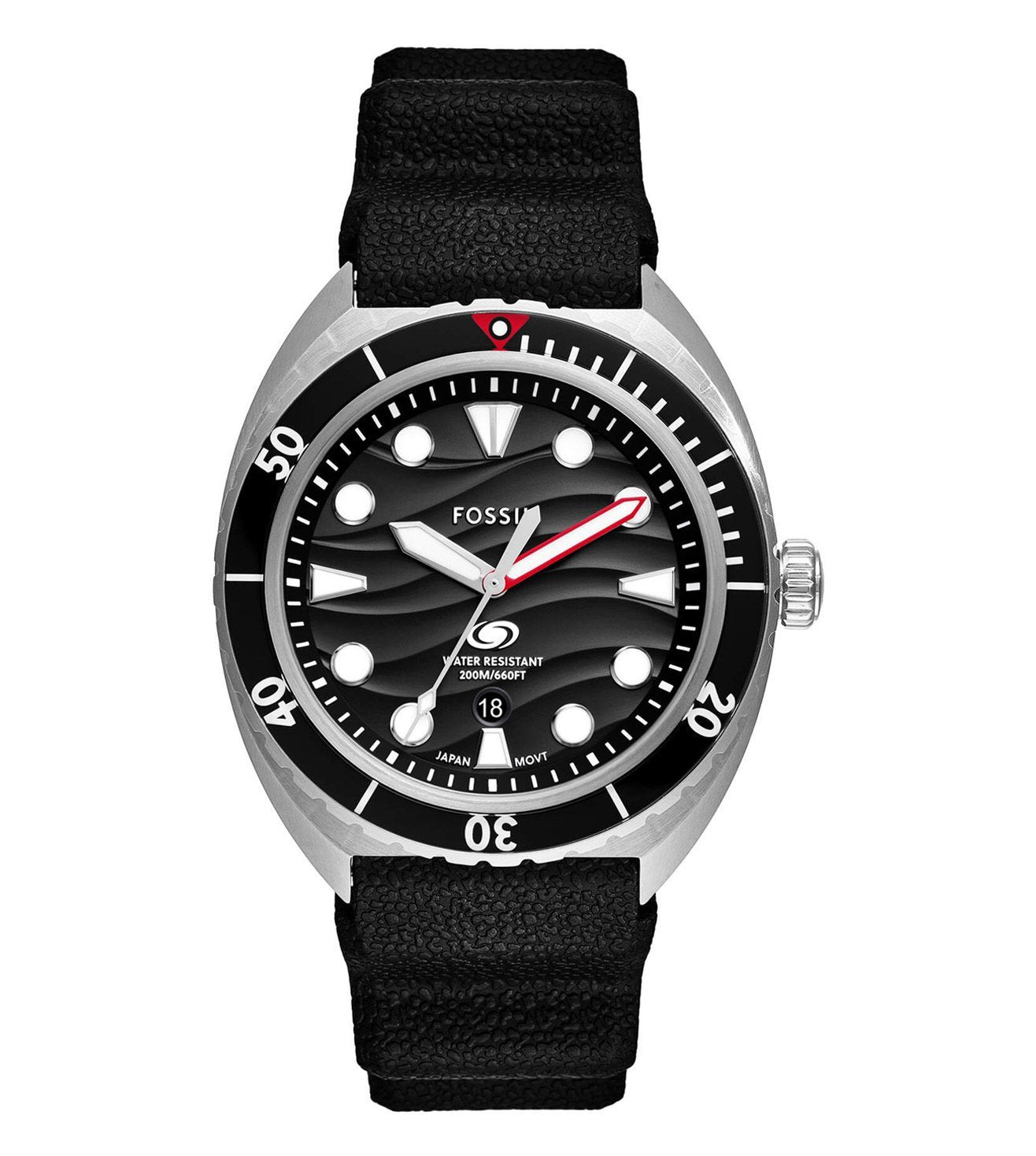 FOSSIL Breaker Three-Hand Date Black Silicone Watch