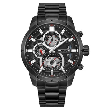 Police Quartz Multifunction Black Stainless Steel Strap for Men