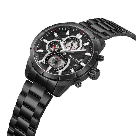 Police Quartz Multifunction Black Stainless Steel Strap for Men