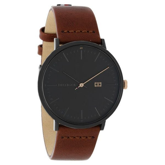 Tommy Hilfiger Quartz Analog Black Dial Leather Strap Watch for Men