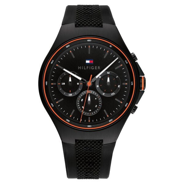 Tommy Hilfiger Black Dial Black Colour Silicone Strap Watch for Men