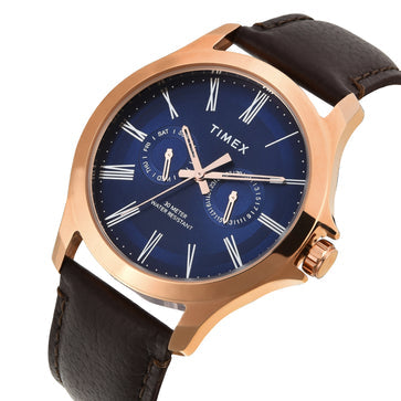 Timex Men Blue Round Analog Dial Watch- TW000X133