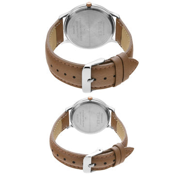 Timex Pairs Grey Round Analog Brass Dial Watch- TW00PR300
