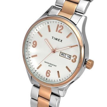 Timex Men Analog Silver Round Brass Dial Watch- TWEG18423