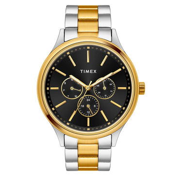 Timex Men Multifunction Black Round Brass Dial Watch- TWEG18425
