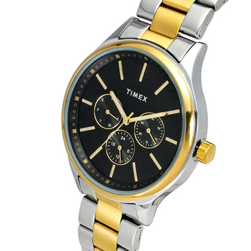 Timex Men Multifunction Black Round Brass Dial Watch- TWEG18425