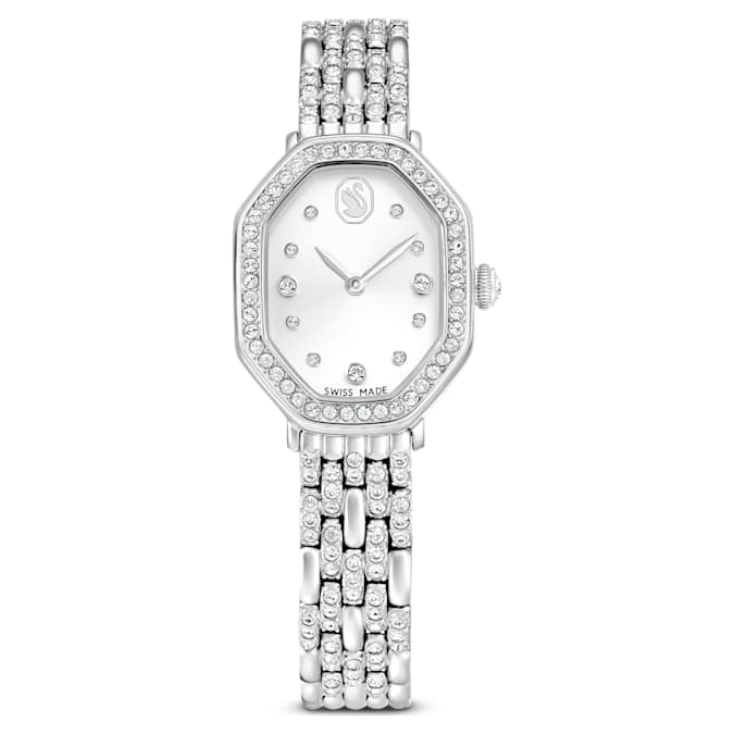 Dextera Octagon watch Swiss Made, Metal bracelet, Silver tone, Stainless steel