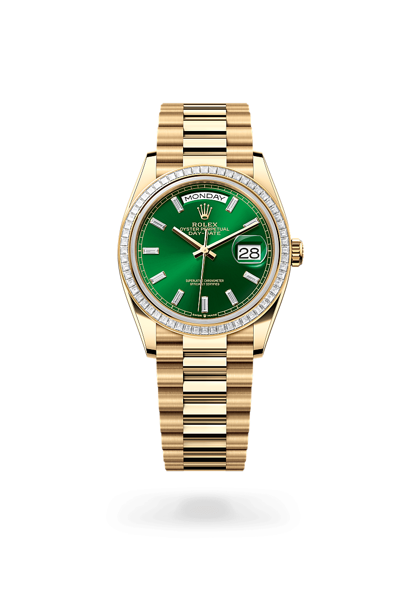Yellow Gold Green Rolex Day Date Green Diamond Dial Rolex NEW 2024