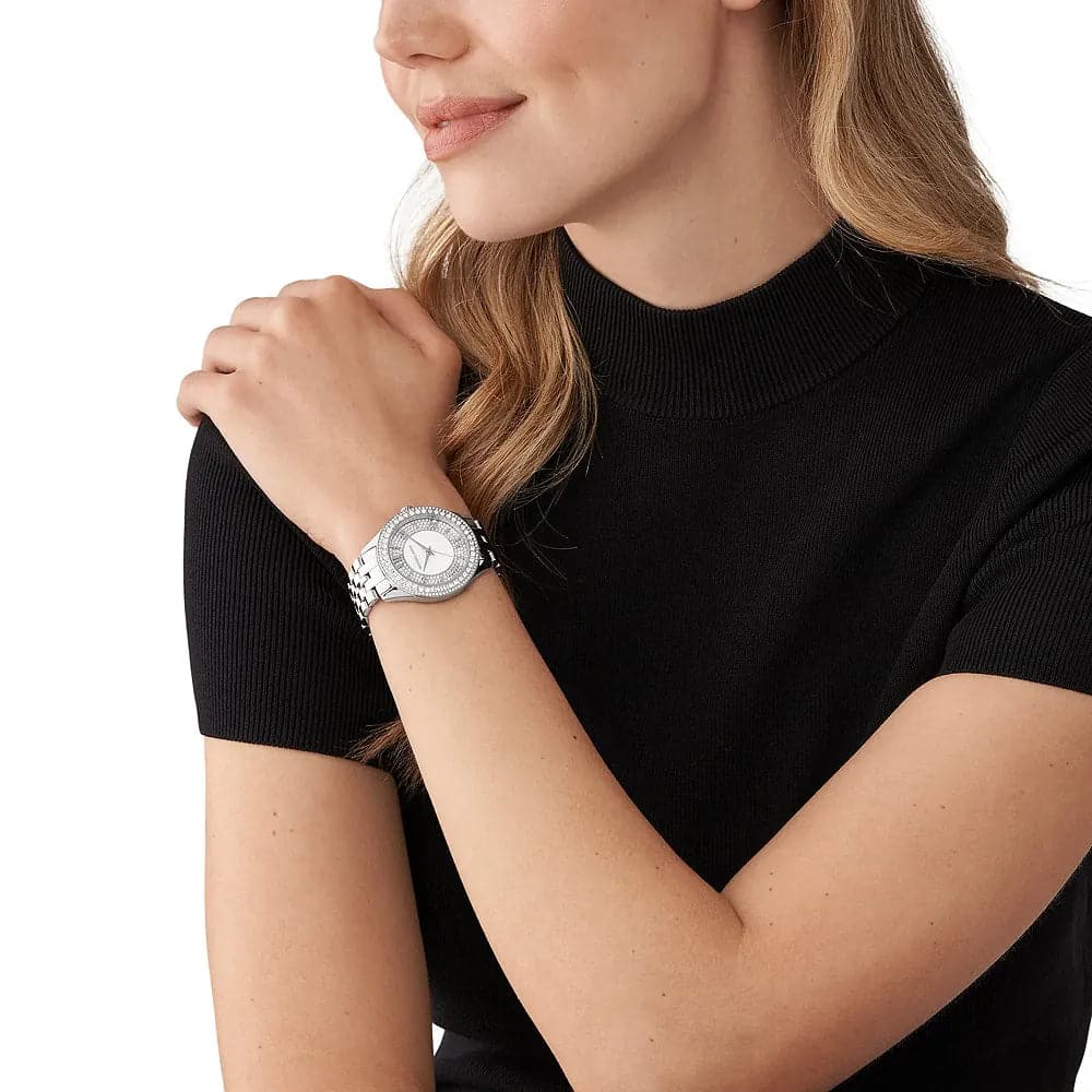 MICHAEL KORS Harlowe Pavé Silver-Tone Watch - Kamal Watch Company