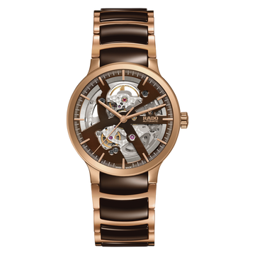 Rado Centrix Brown Skeleton Dial Automatic R30181312 Watch for Men