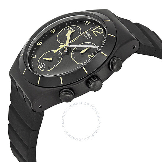 SWATCHSummer Night Black Dial Chronograph Black Silicone Men's Watch - Kamal Watch Company