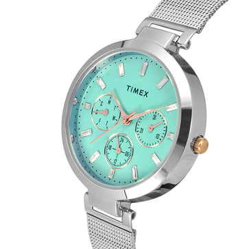 Timex Fashion Women's Blue Dial Round Case Multifunction Function Watch -TW000X241