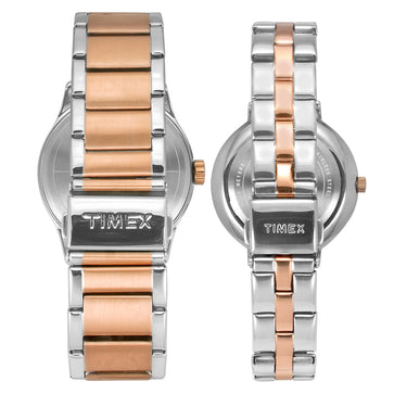 Timex Fashion Collection Premium Quality Multifunction Pair's Analog Silver Dial Coloured Quartz Watch, Round Dial With 44 Mm Case Width - TW00PR291