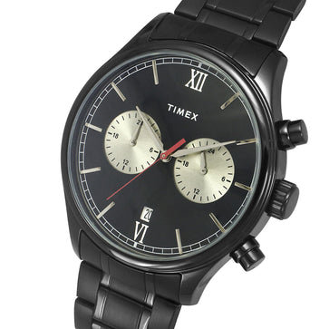 Timex Fashion Men's Black Dial Round Case Dual Time Function Watch -TWEG19809