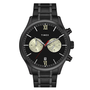 Timex Fashion Men's Black Dial Round Case Dual Time Function Watch -TWEG19809