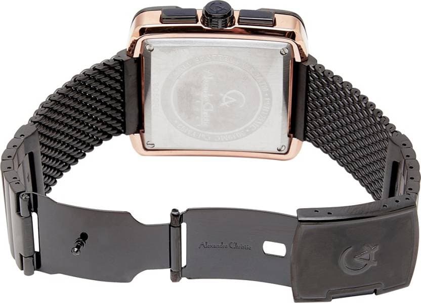 Alexandre Christie Mens 44 mm Chronograph Black Dial Metal Analogue Watch - 3039MCBBRBA - Kamal Watch Company