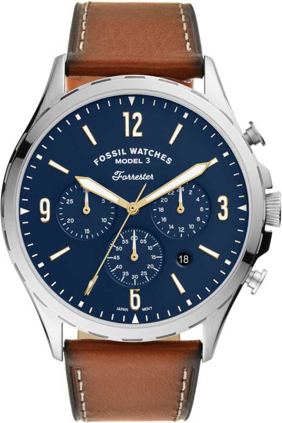 Fossil Forrester Chronograph Luggage Leather Strap - Kamal Watch Company