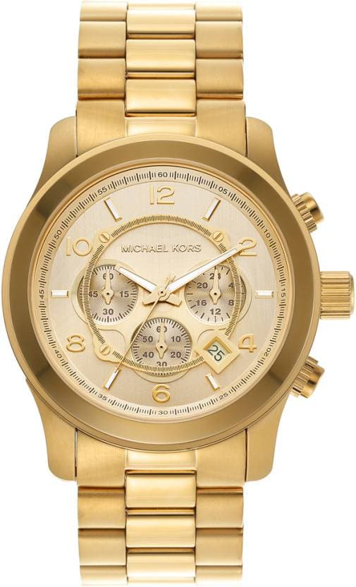 Michael Kors Runway 45 mm Gold Dial Stainless Steel Chronograph Watch for Men - MK9074I - Kamal Watch Company