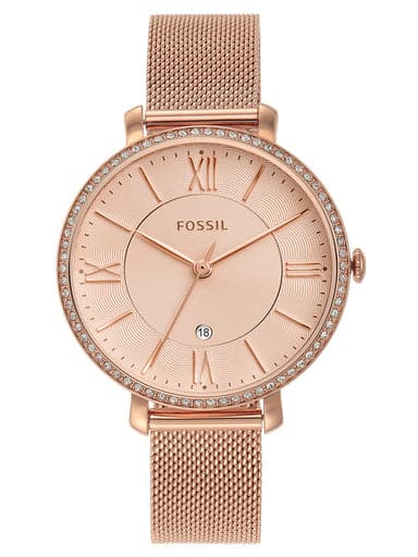 Fossil Jacqueline Three-Hand Date Rose Gold-Tone Stainless Steel Watch