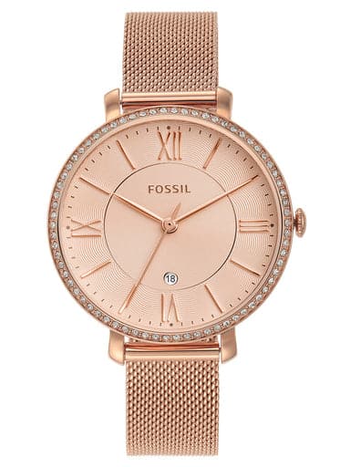 Fossil Jacqueline Rose Gold Stainless Steel Watch - Kamal Watch Company