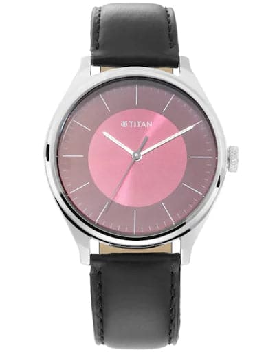 Titan Work Wear Pink Dial Leather Strap Men's Watch 1802SL05 - Kamal Watch Company