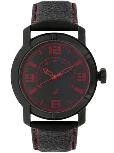 Fastrack Black Dial Black Leather Strap Watch - Kamal Watch Company